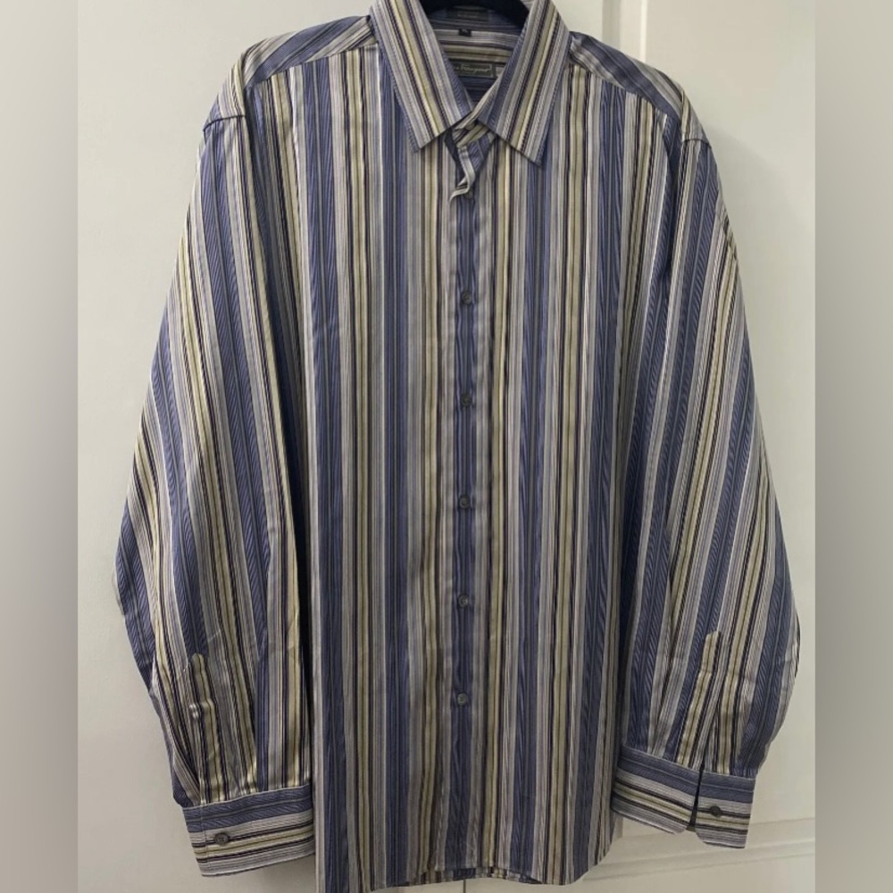 Salvatore Ferragamo men’s striped dress shirt Sz XL Italy
